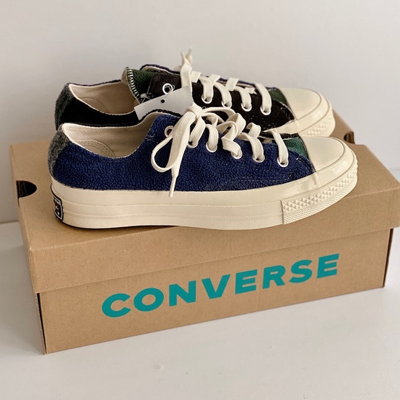 ✨New CONVERSE 70 Beyond Retro Fleece Colorblock Sneaker Black Blue Green Women 7 - Picture 3 of 13
